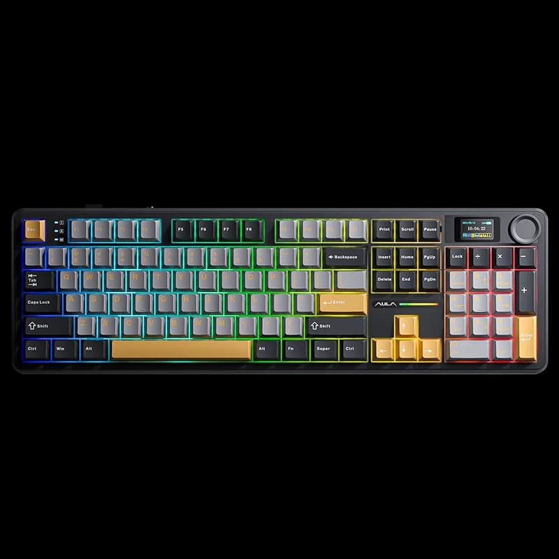 狼蛛 AULA F108pro (黑+灰+黄) (收割者軸) 注音版